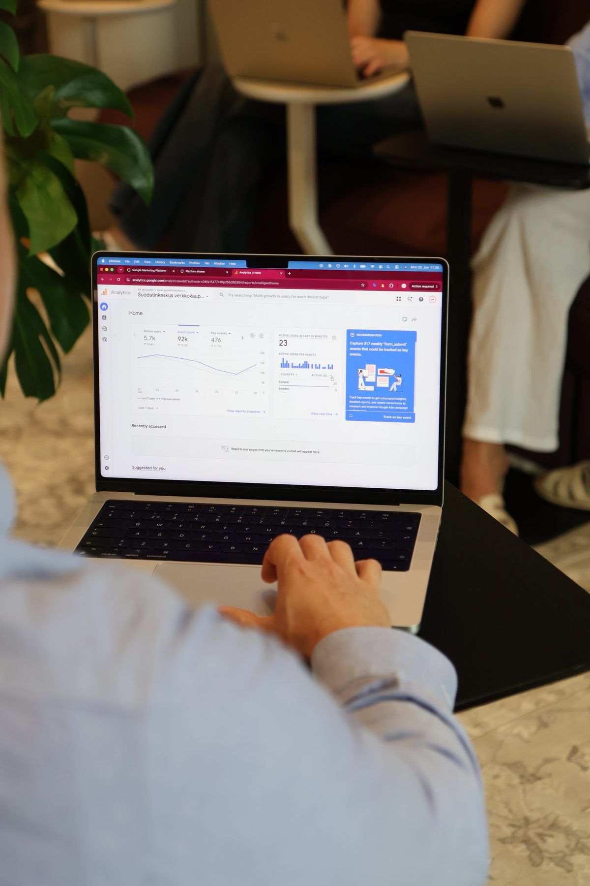 Product feed data shown on a screen